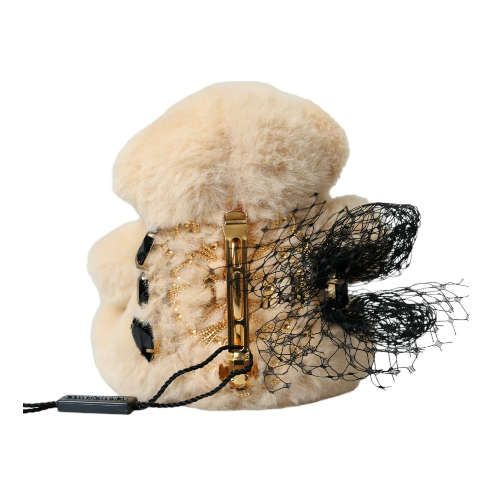 Dolce & Gabbana Beige Teddybr Mesh Net Haarklem Beige Dames