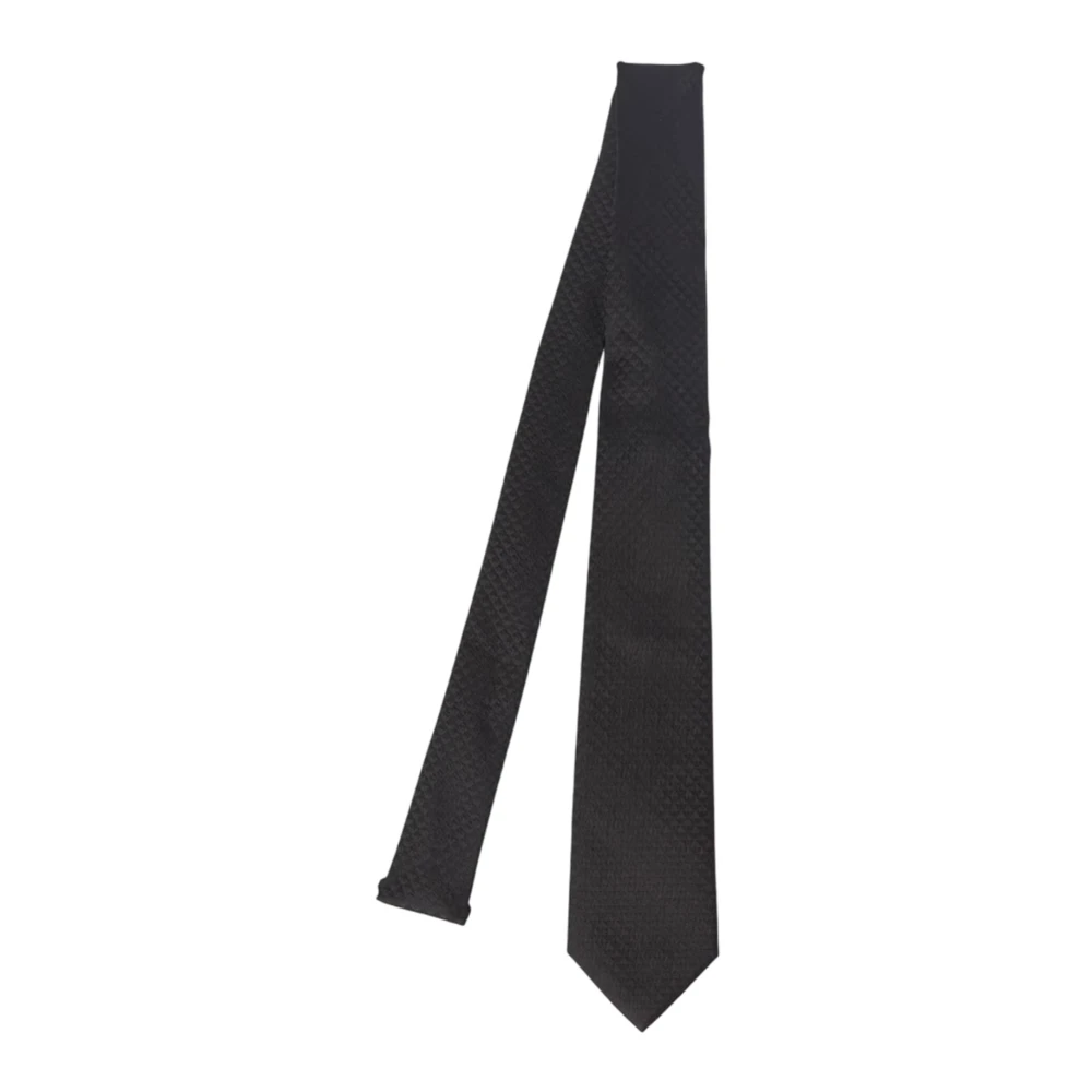 Emporio Armani Mannelijk Zwart Accessoires Heren, One Size, Pure Silk Monogram Jacquard Tie