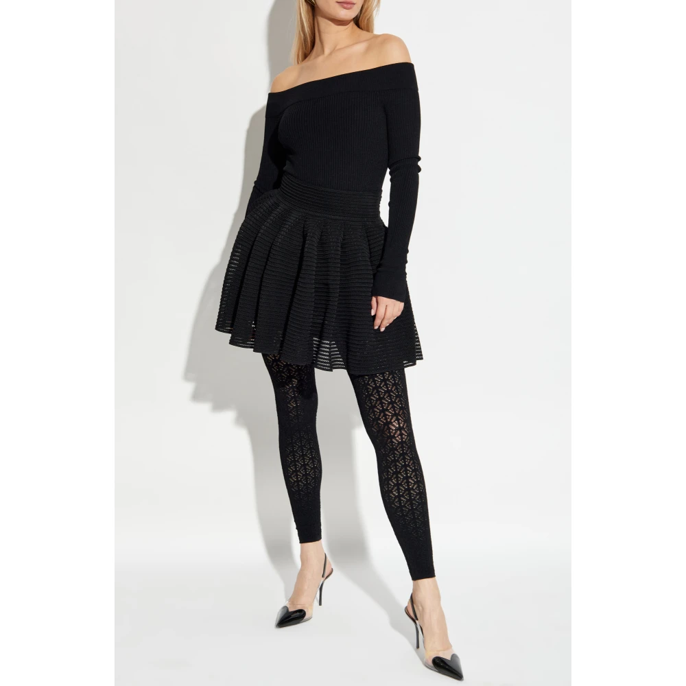 Alaïa Geribbelde broek Black Dames