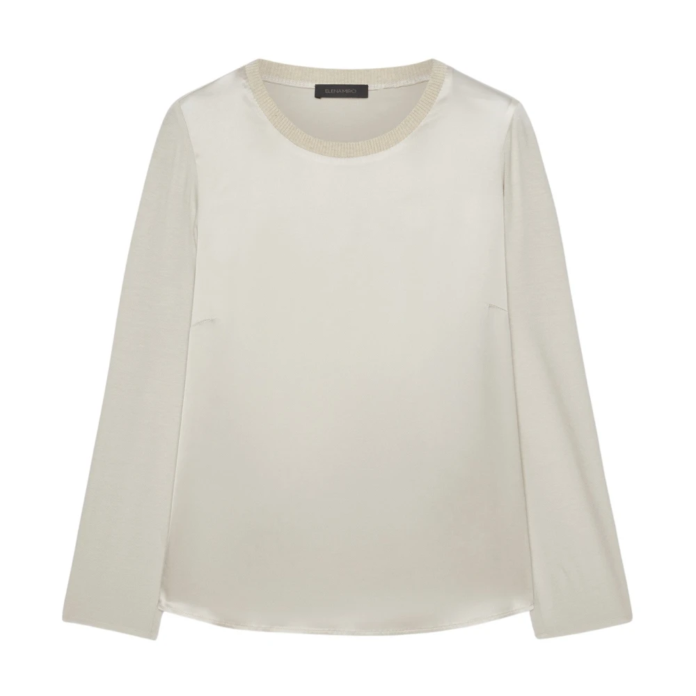 Elena Mirò viscose T-shirt Beige Dames
