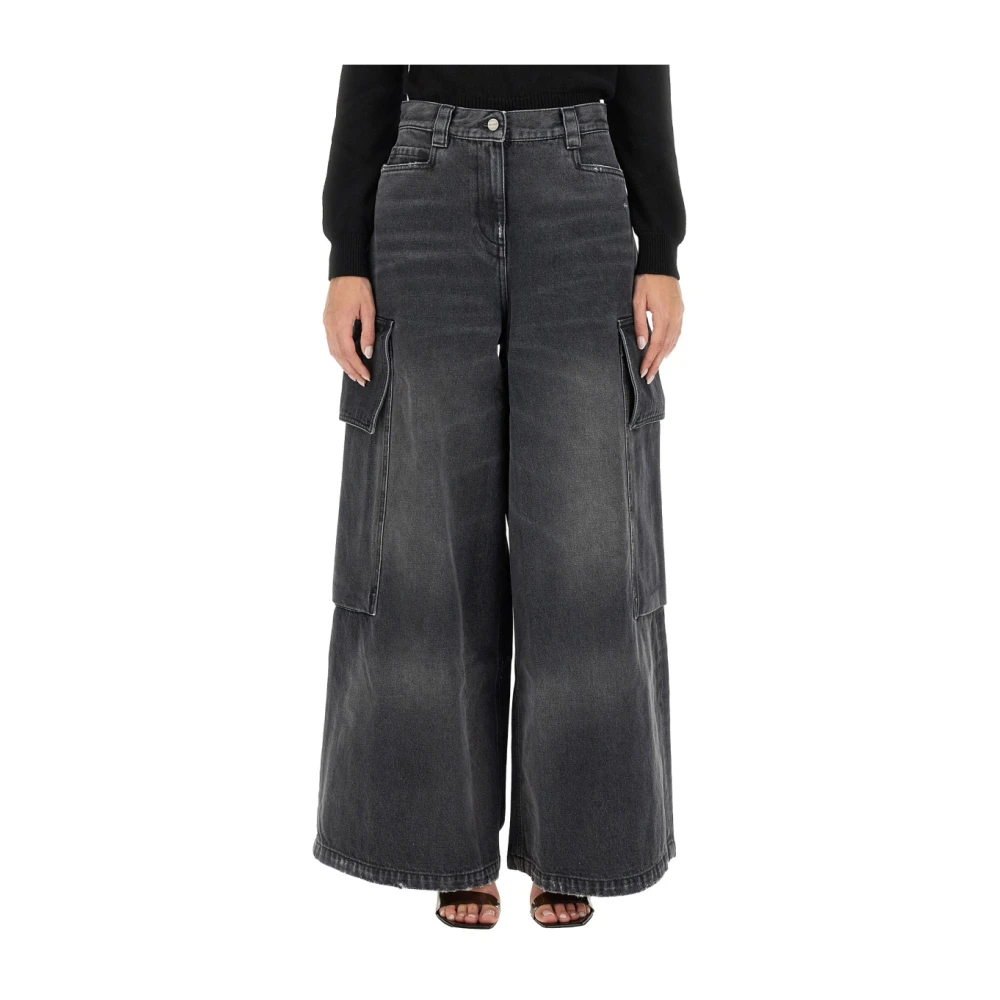 Palm Angels Wijde Parachute Jeans voor Vrouwen Gray Dames