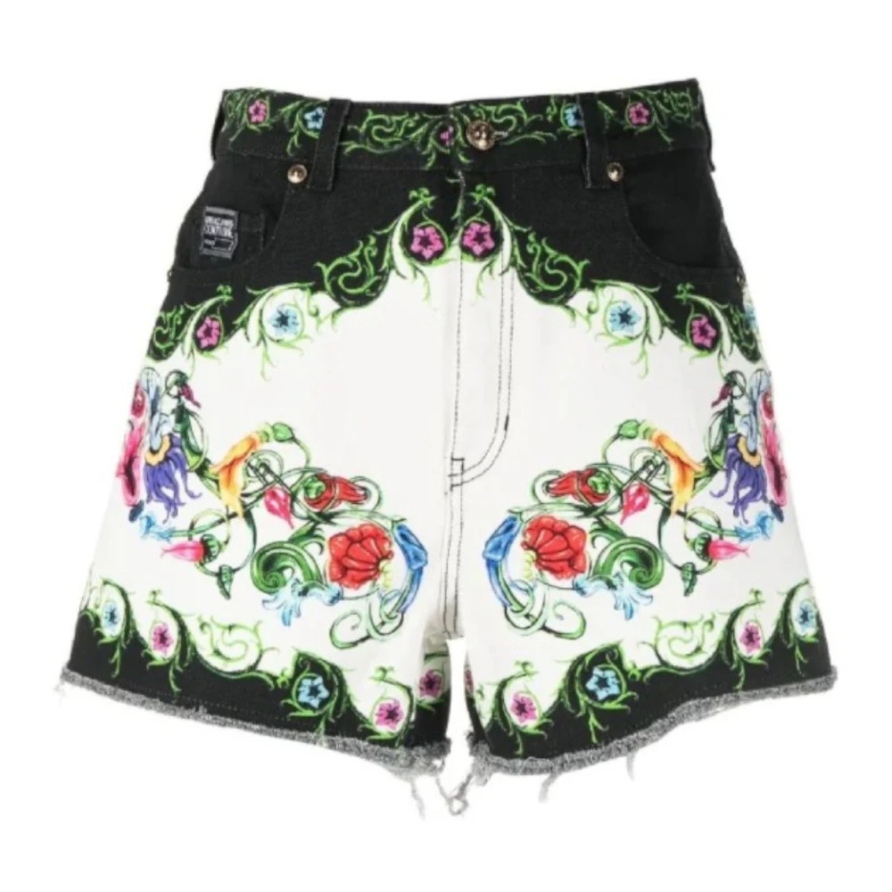 Versace Jeans Couture Högmidjade Multifärgade Denim Shorts för Kvinnor Multicolor, Dam