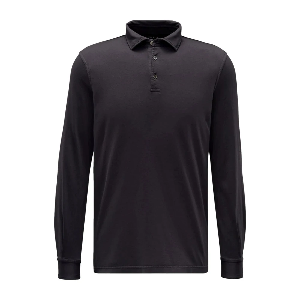Fedeli Tijdloos poloshirt met lange mouwen zwart Black Heren
