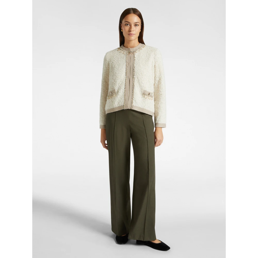 Elena Mirò Korte Geborduurde Vest Beige Dames