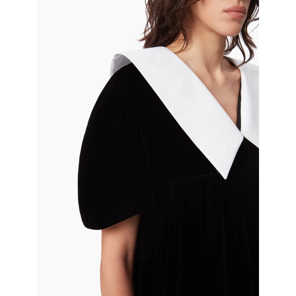Nina Ricci Zwarte Velvet Babydoll Jurk Black Dames