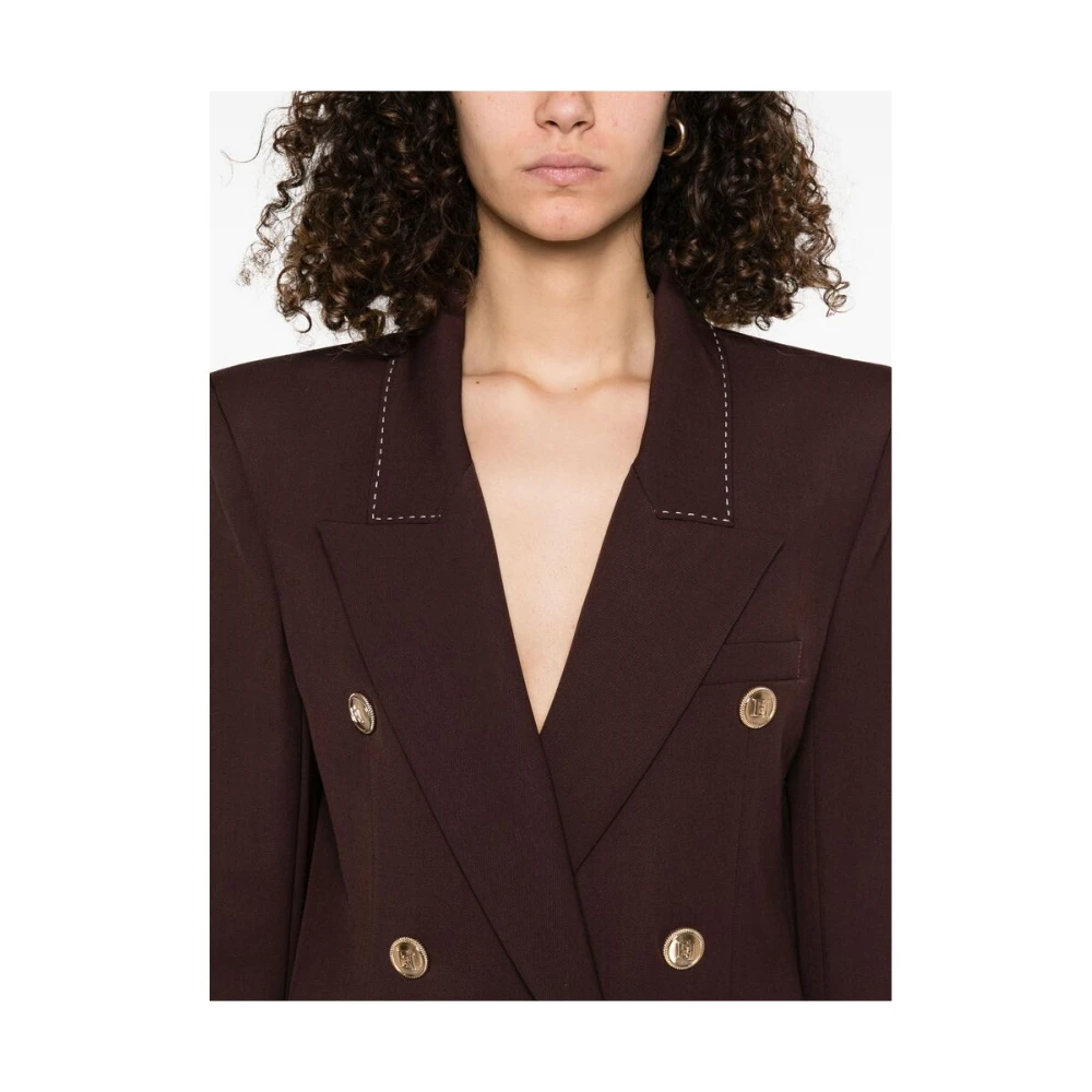 Elisabetta Franchi Chocoladebruine double-breasted jas Brown Dames