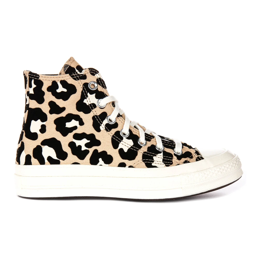 Converse Women's Multicolor Sneakers, 5 Uk, Leopard Print High-Top Textile Trainers