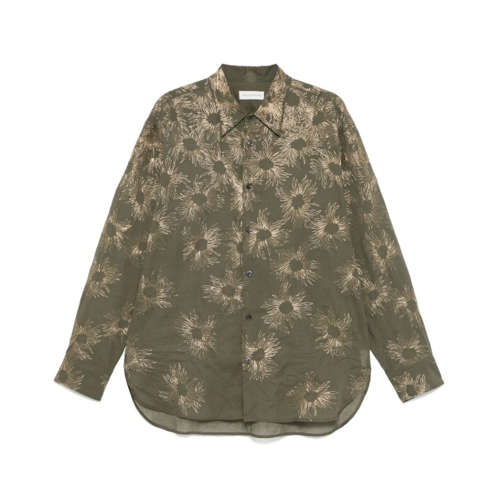 Dries Van Noten Khaki Overhemd met 3D Details Green Heren