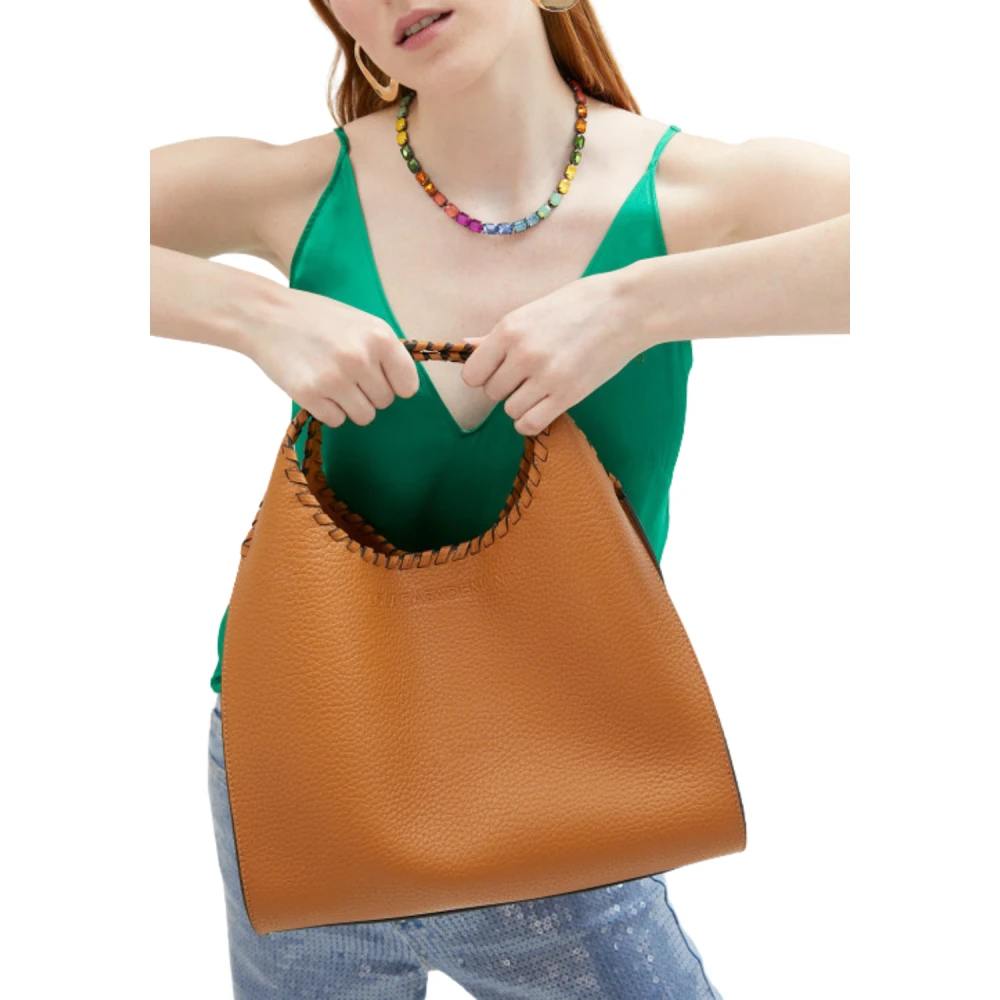 Lola Casademunt Camel Shopper Tas met Stikdetail Brown Dames