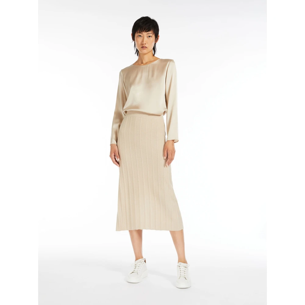 Max Mara Zijden blouse met wijde halslijn White Dames
