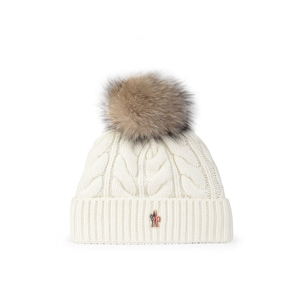 Moncler hat fur 2024 pom pom