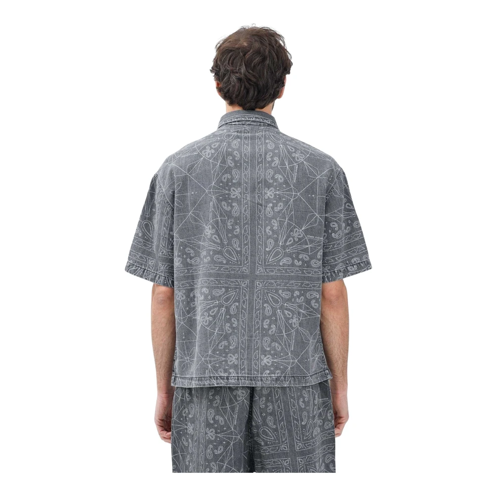 Armani Exchange Grijze Bandana Korte Mouw Overhemd Gray Heren