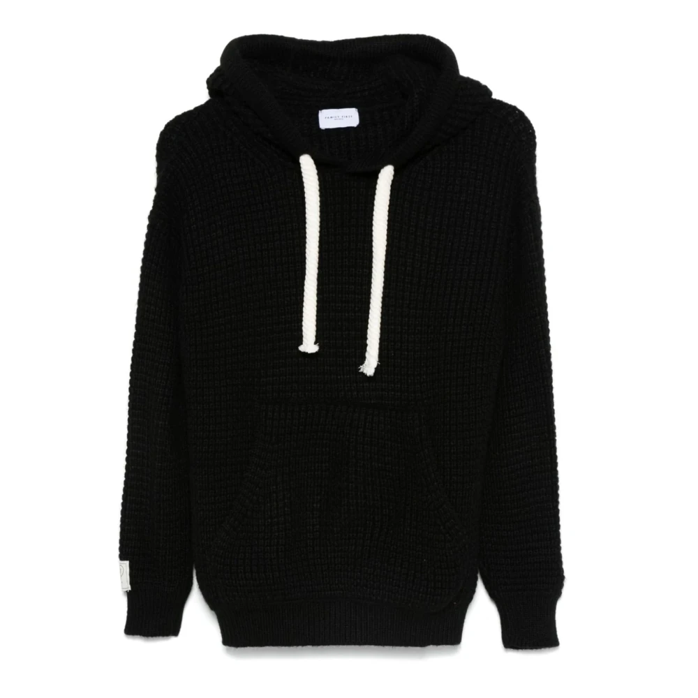 Family First Zwarte wollen trui met capuchon Black Heren