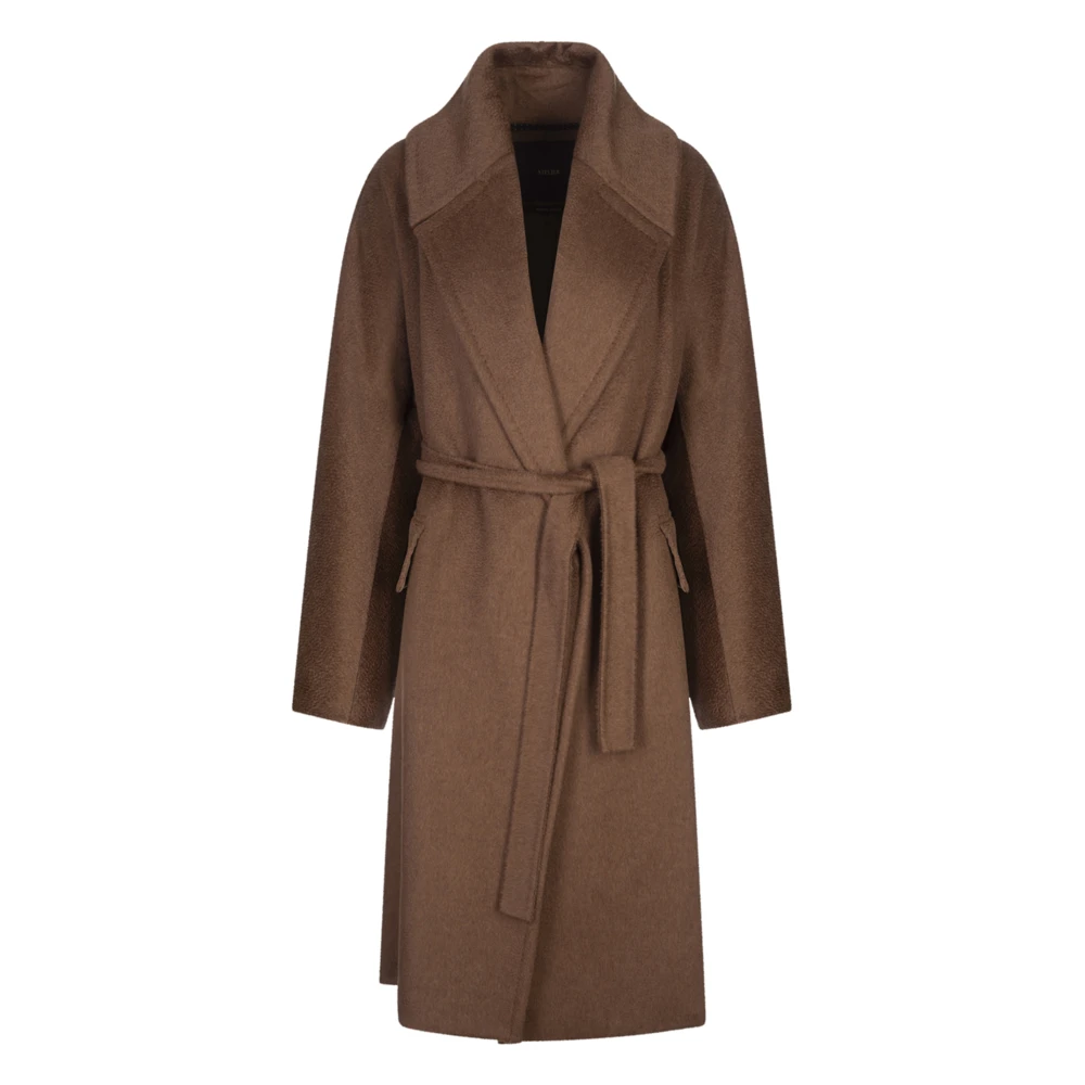 Max Mara Lyxig Kamelkashmirrock med Bälte Brown, Dam