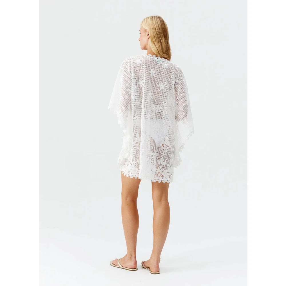 Melissa Odabash Witte Kant Kaftan Jurk Cover Up White Dames