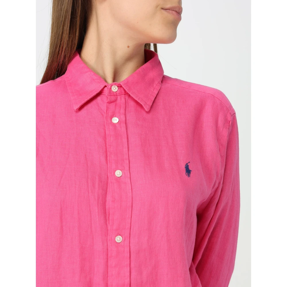 Polo Ralph Lauren Linnen overhemd met relaxte pasvorm Pink Dames