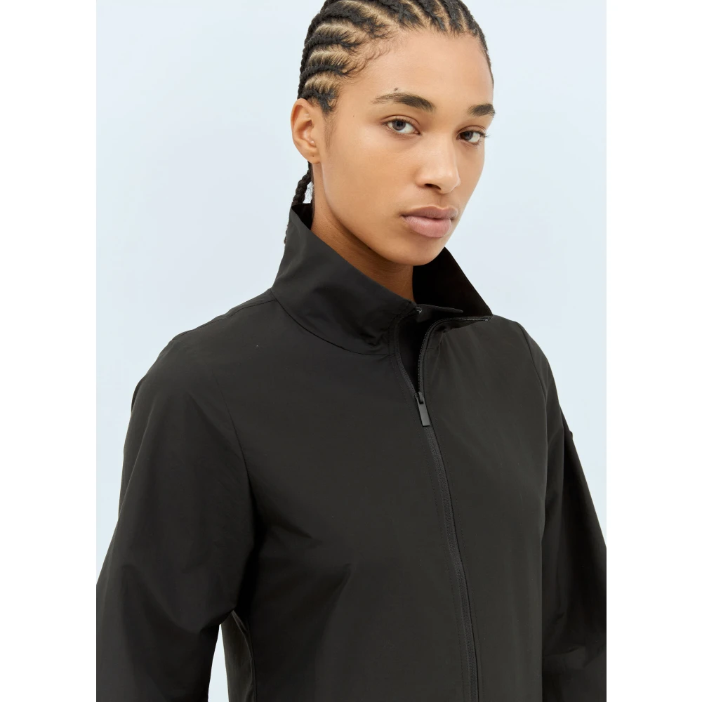 Moncler Langemouw jurk in schelppatroon met peplum Black Dames