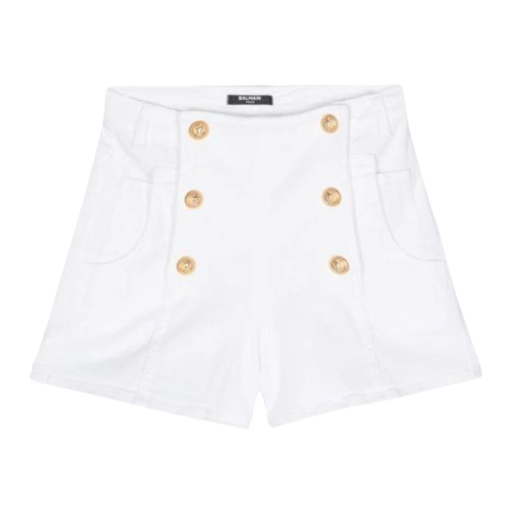 Balmain Vita barn hög midja shorts White, Flicka