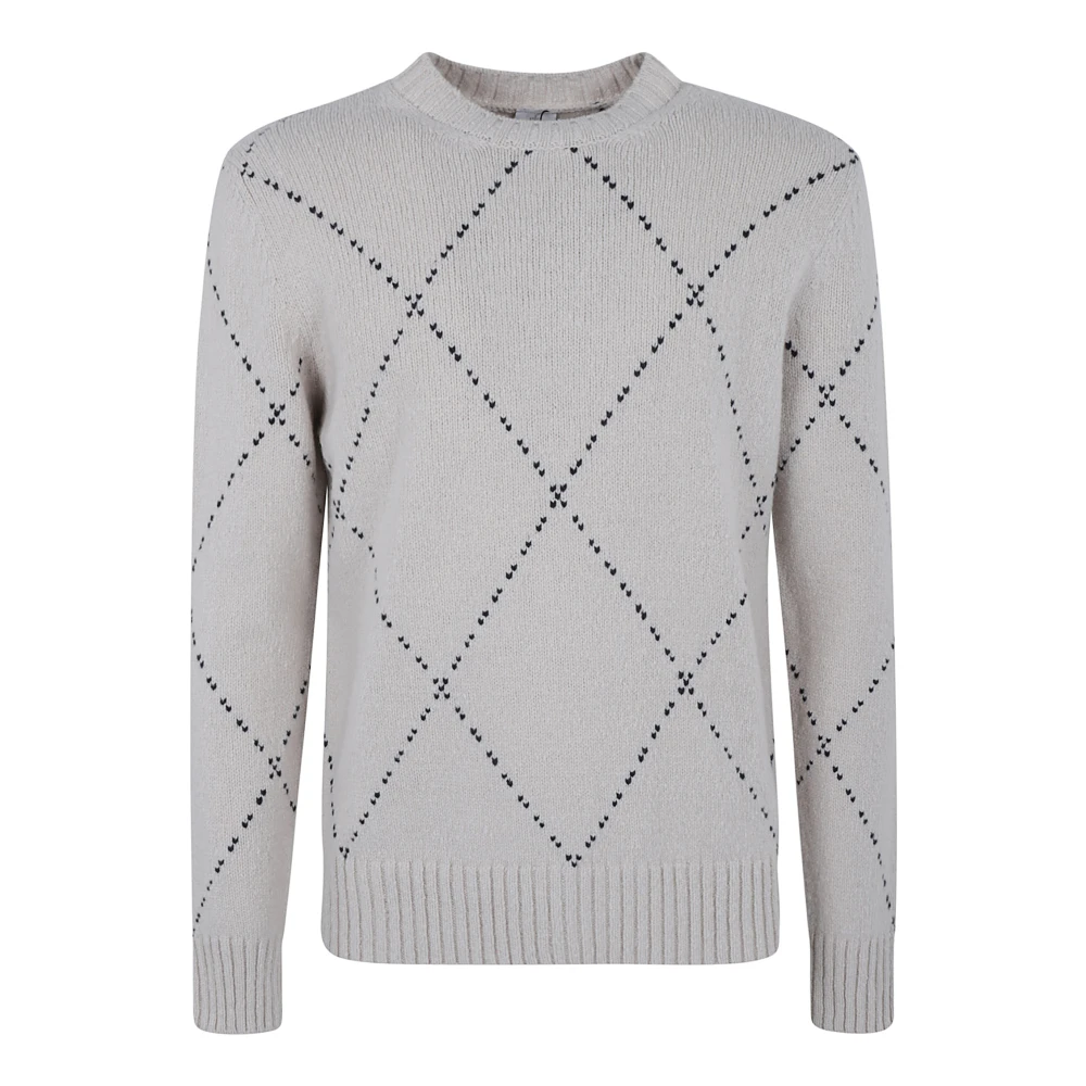 Eleventy Argyle Check Wollen Trui Gray Heren