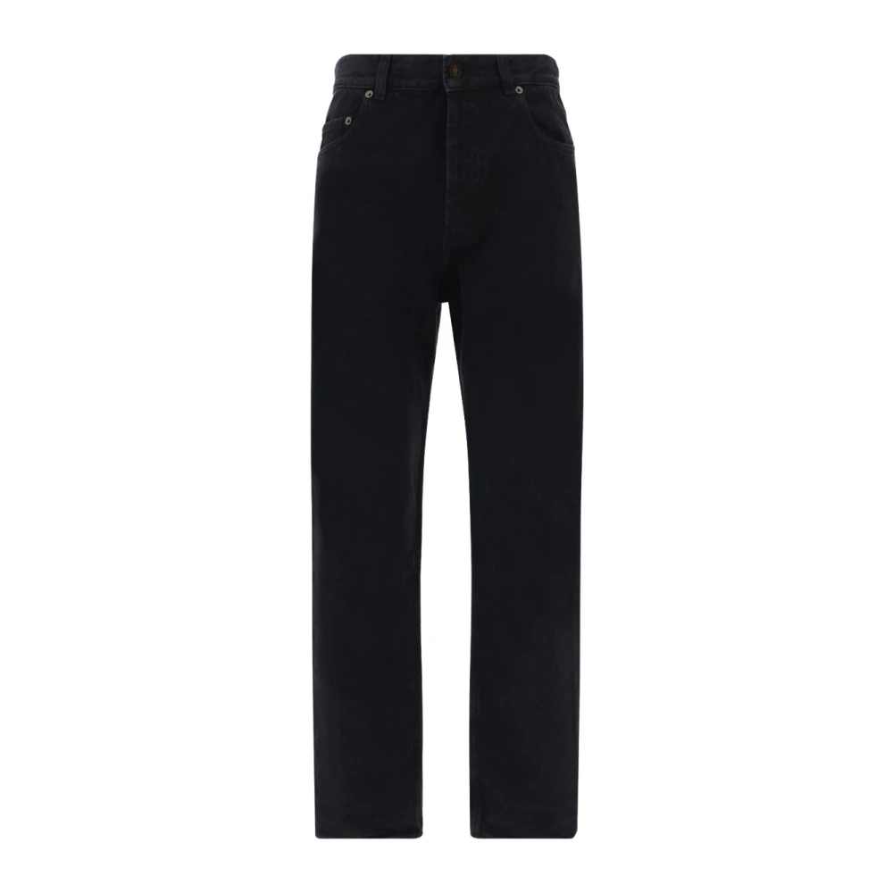 Saint Laurent Klassieke Zwarte Katoenen Jeans Black Dames