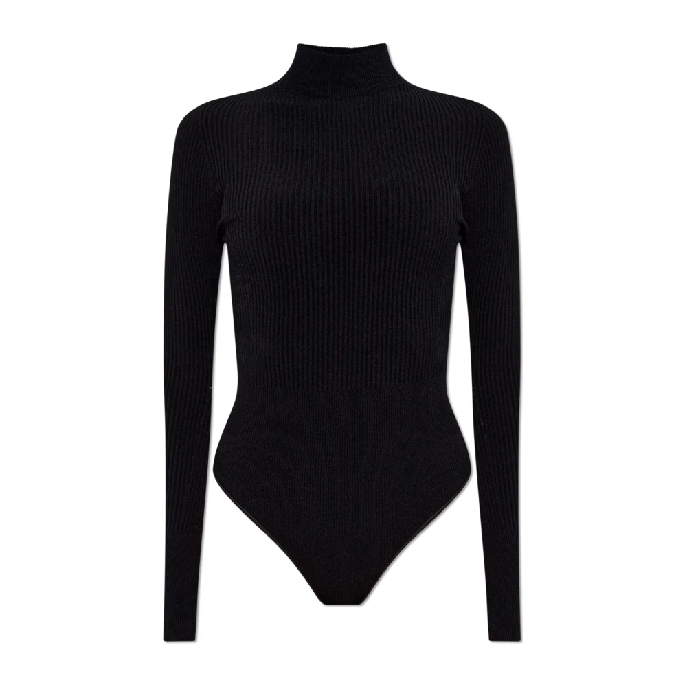 Alaïa Geribbelde bodysuit Black Dames