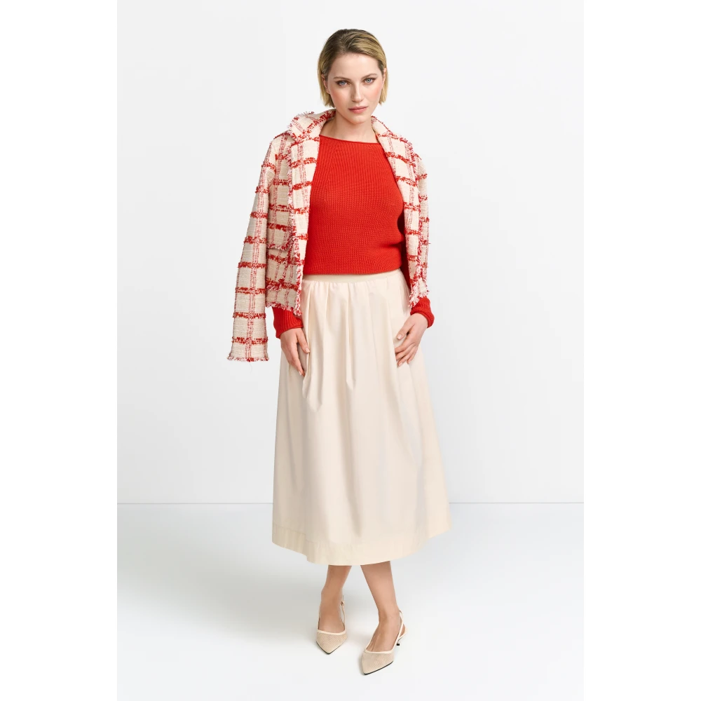 Rich & Royal Naadloze Crew Neck Cardigan Red Dames