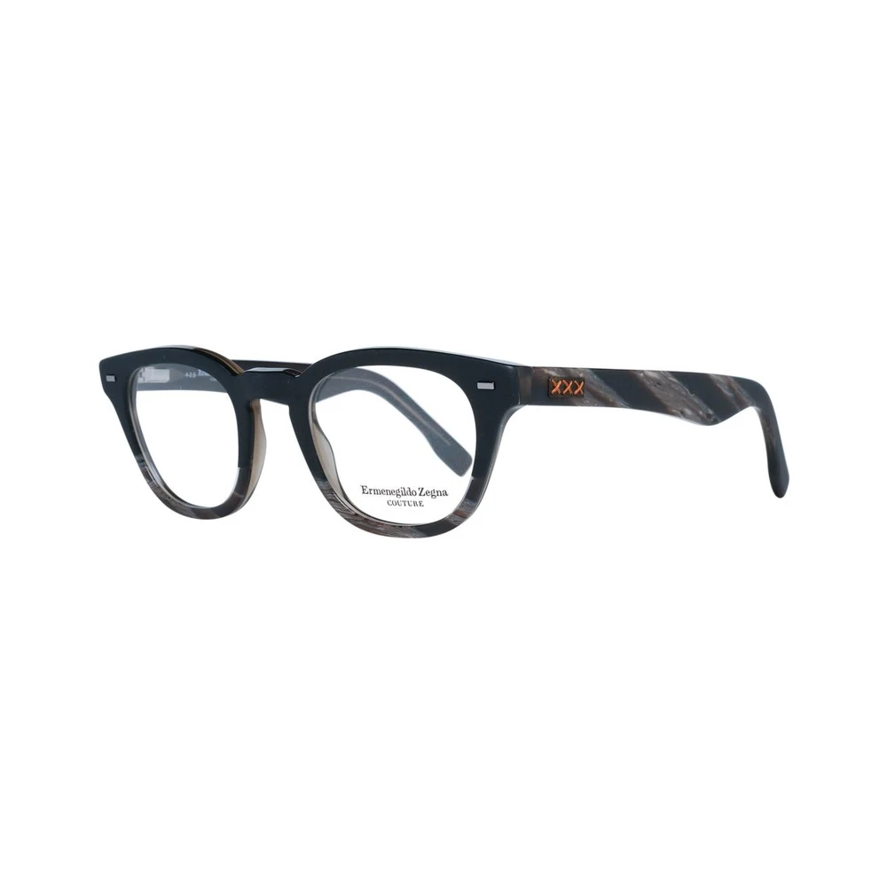 Ermenegildo Zegna Zwarte Trapezium Optische Monturen met Veerscharnier Multicolor Heren