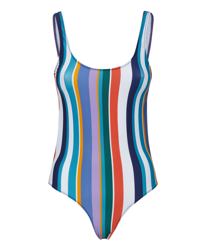 maillot-de-bain-une-piece-blanc-a-rayures-multicolores-pour-femmes