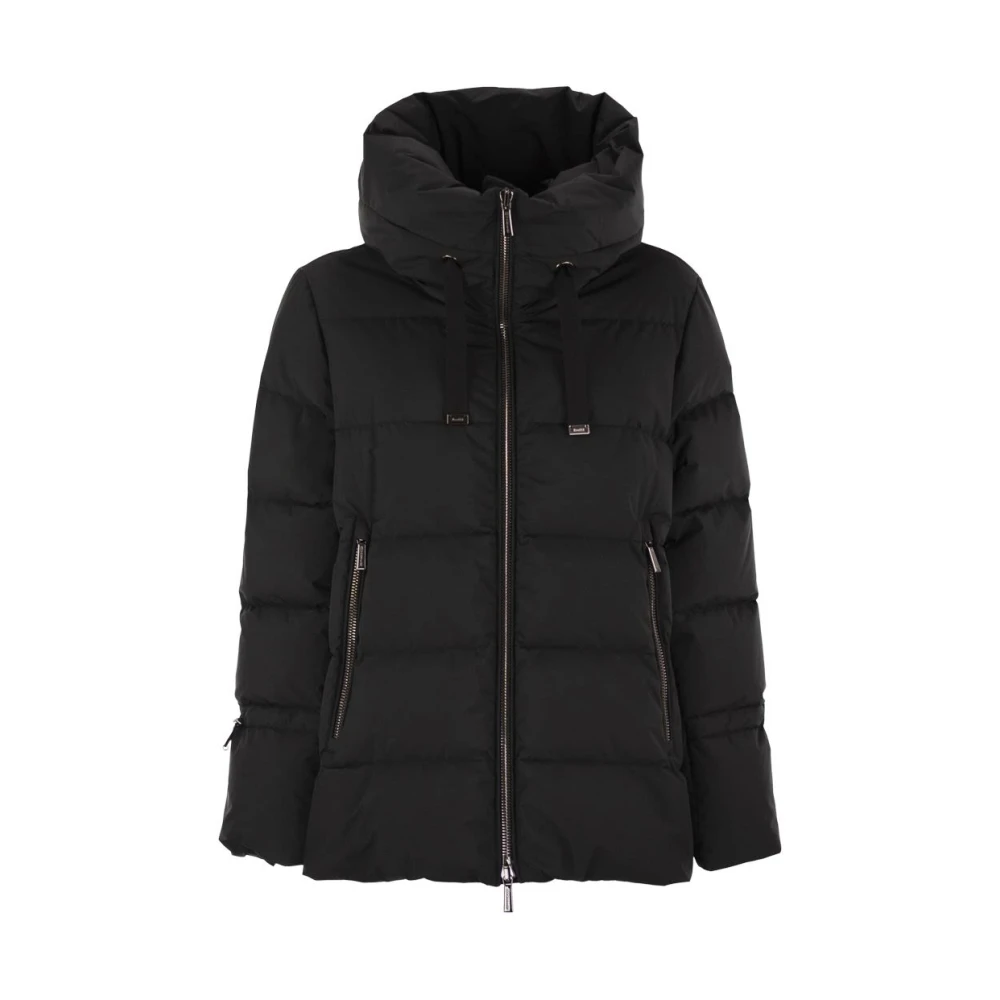 Moorer Vrouw Zwart Jassen Dames, L, Polyester, Gadia Stp Hooded Down Jacket