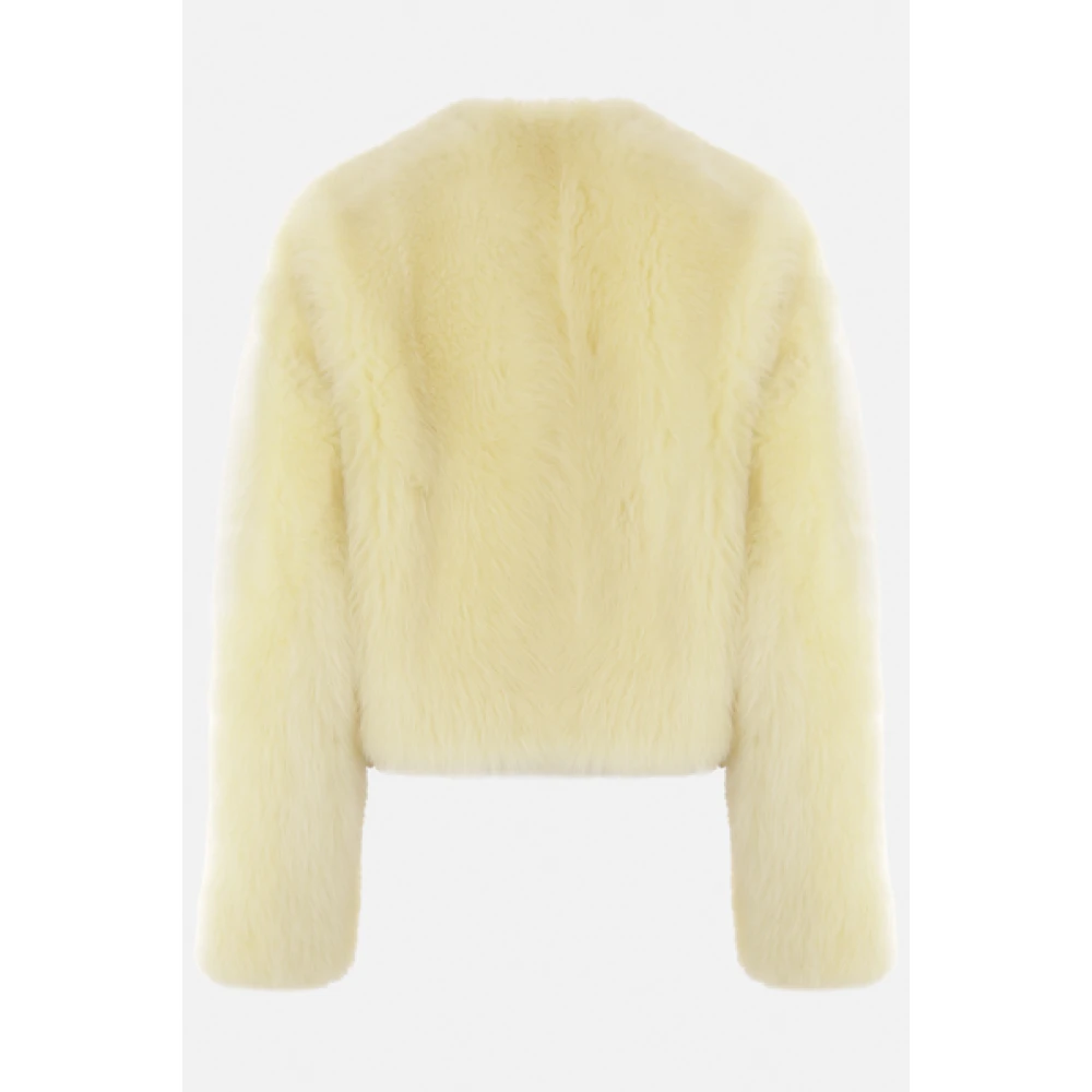 Bottega Veneta Gele Shearling Cropped Jas Yellow Dames