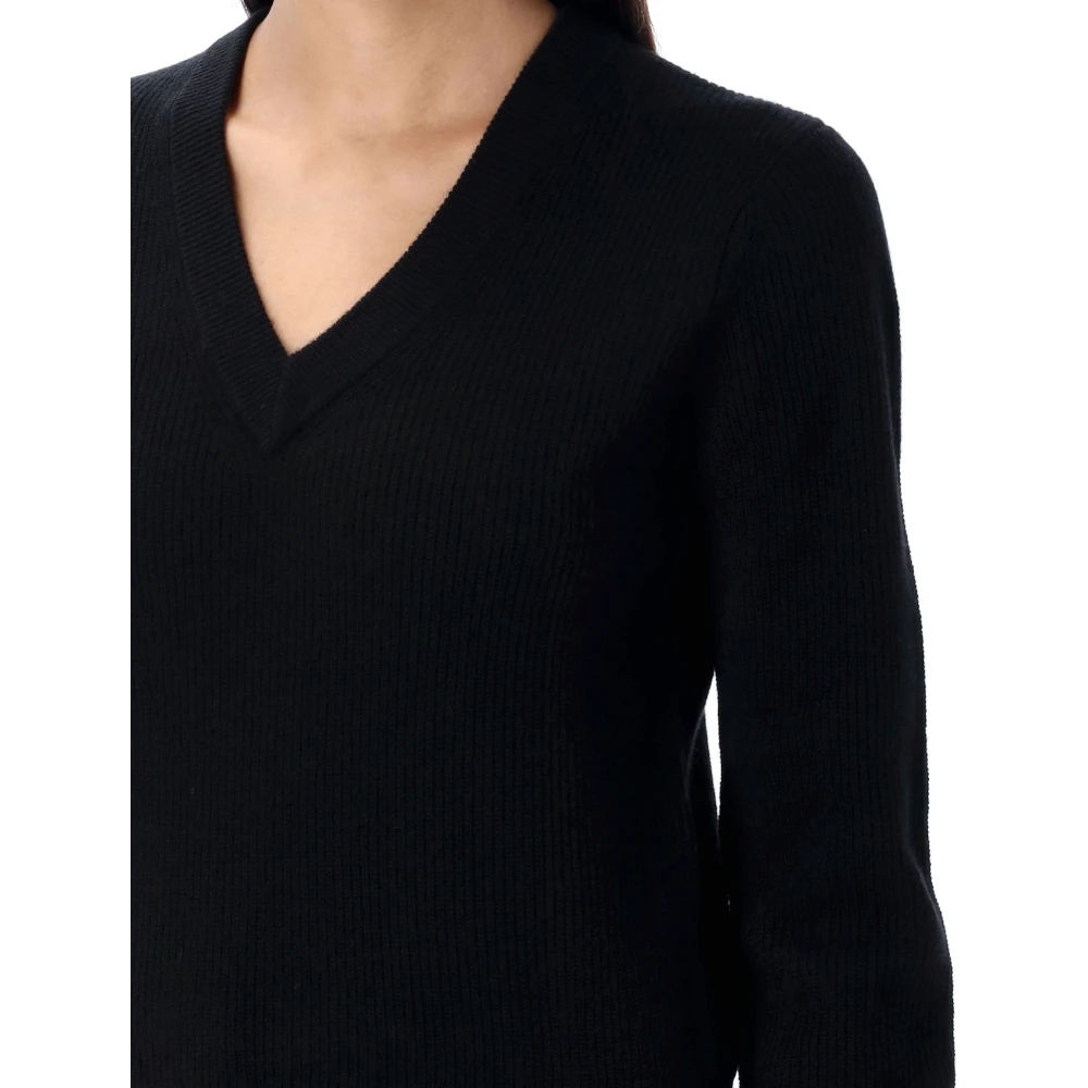 The Garment Zwarte Gebreide V-Hals Trui Aw24 Black Dames