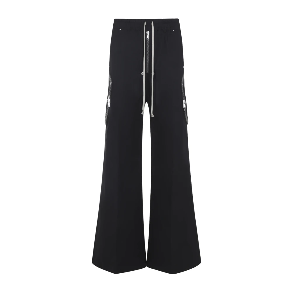 Rick Owens Men's Black Wide Trousers, Xl, Heizer Belas Trousers