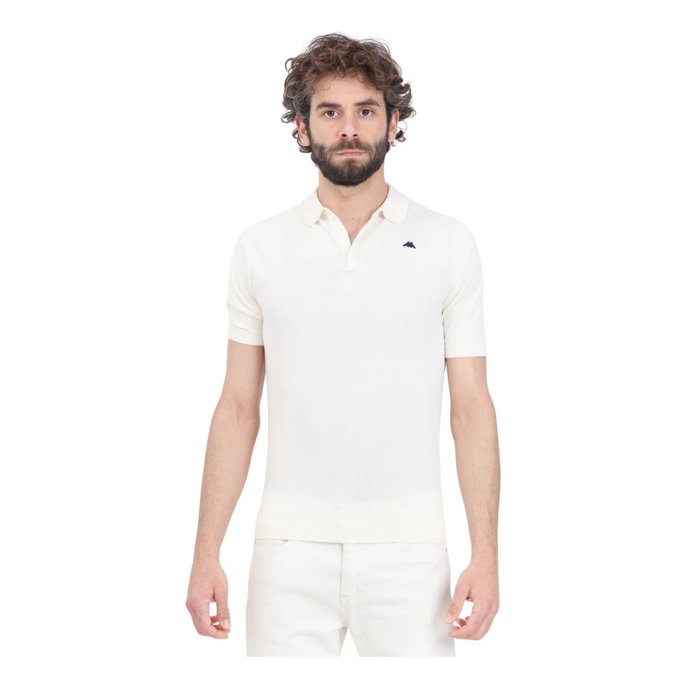 Kappa Heren Crème Polo Shirt met Logo Patch White Heren