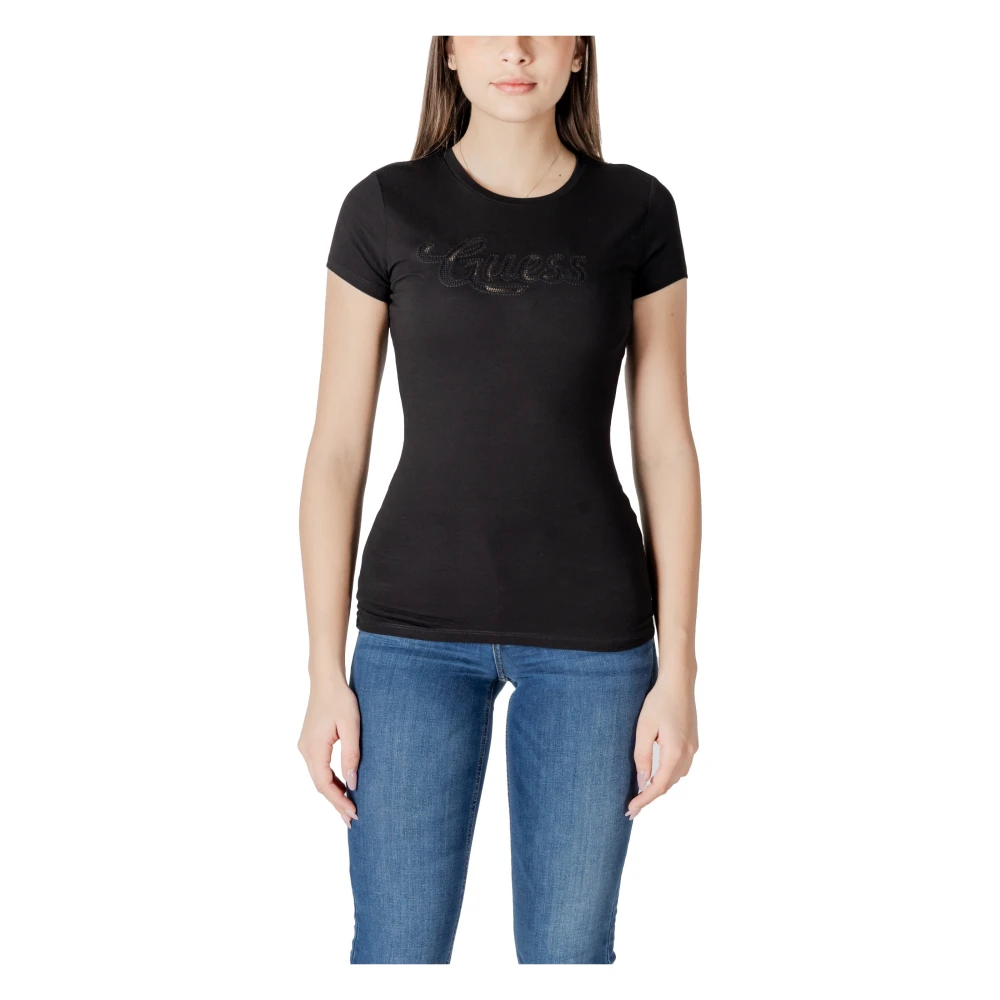 Guess Zwart Bloemenprint T-shirt Black Dames