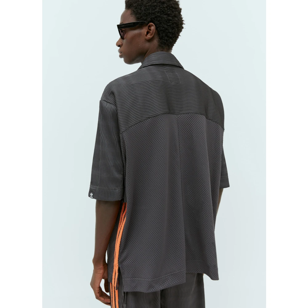 Adidas Zip-Up Shirt met Micro-Knit Plooien Gray Heren