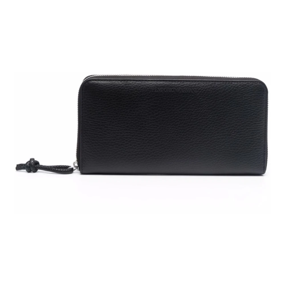 Emporio Armani Stijlvolle Zip Around Portemonnee Black Heren