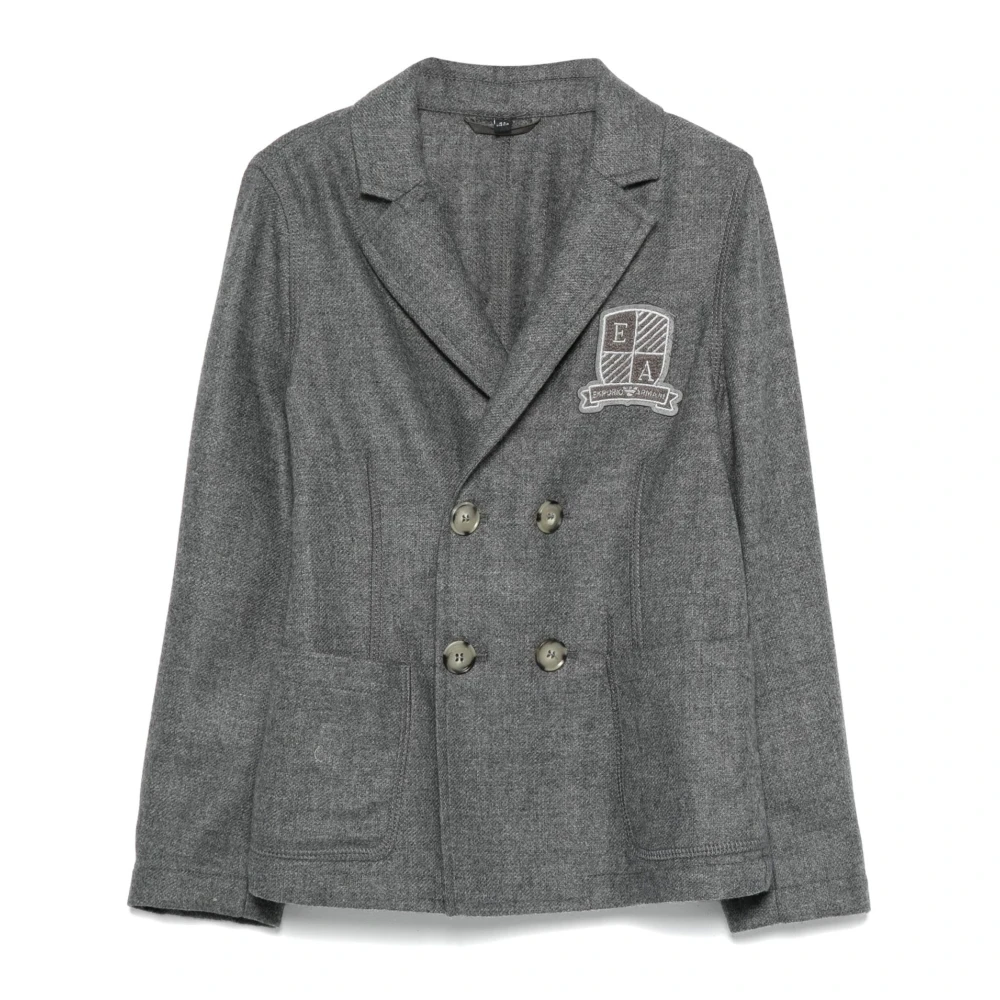 Emporio Armani Grå Ullblandning Präglad Blazer Gray, Pojke