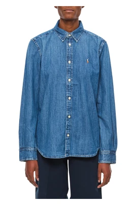 Broderad denimskjorta
