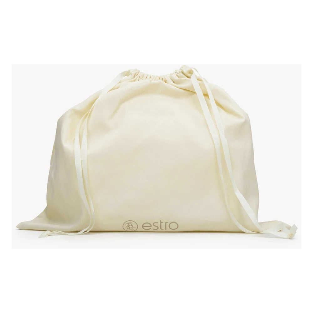 Estro Beige Leren Handtas met Gouden Accenten Beige Dames