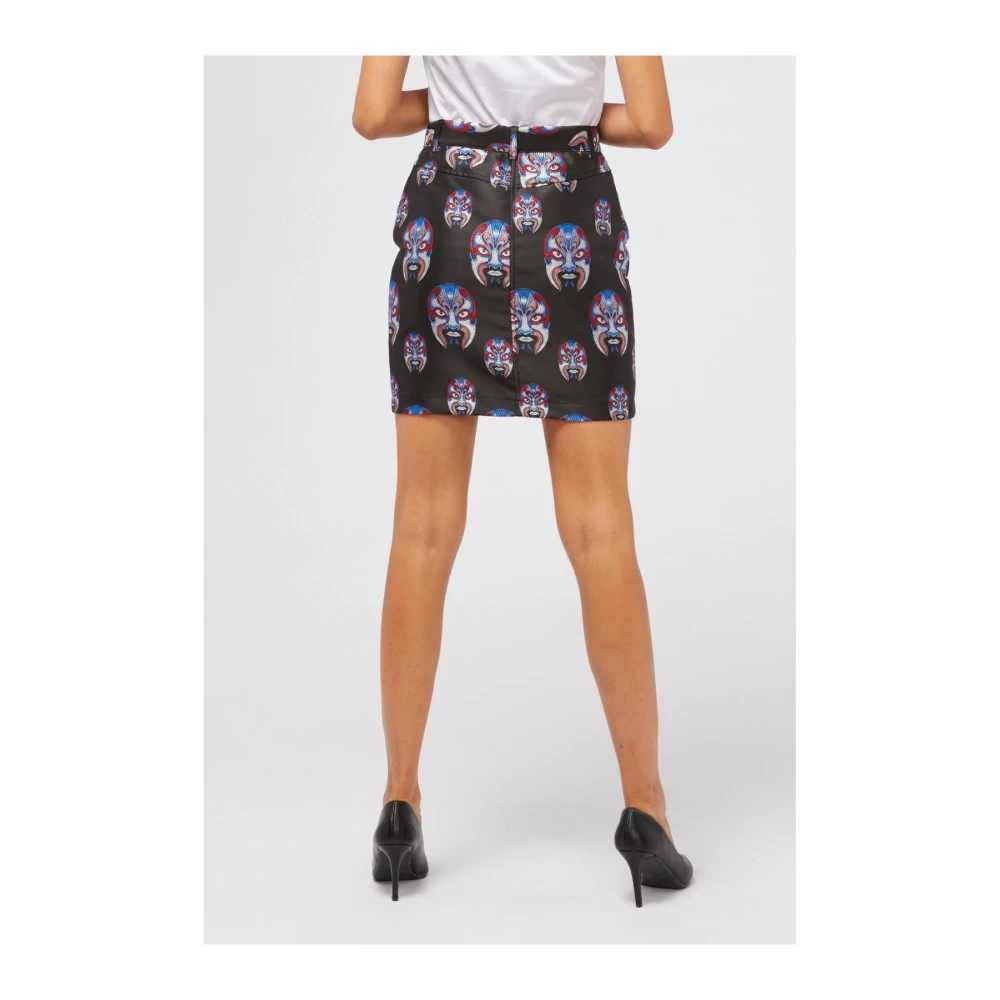 Custo Barcelona Logo Print Mini Rok Relaxed Fit Black Dames