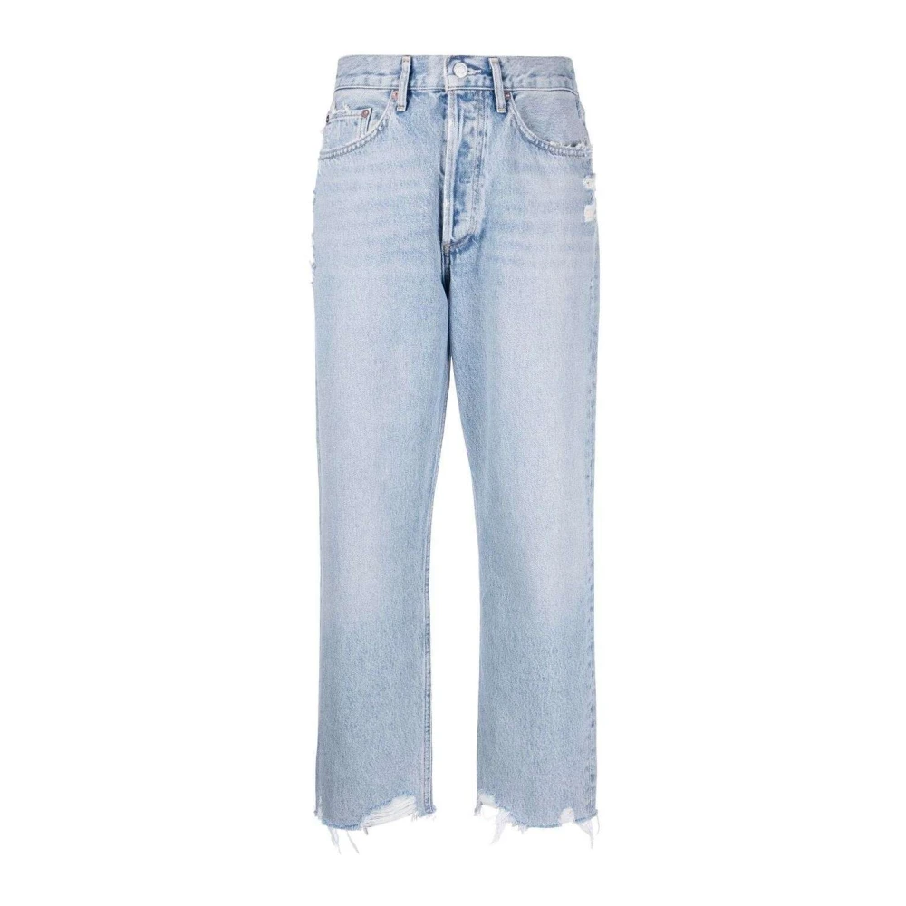 Agolde Versleten cropped denim jeans Blue Dames