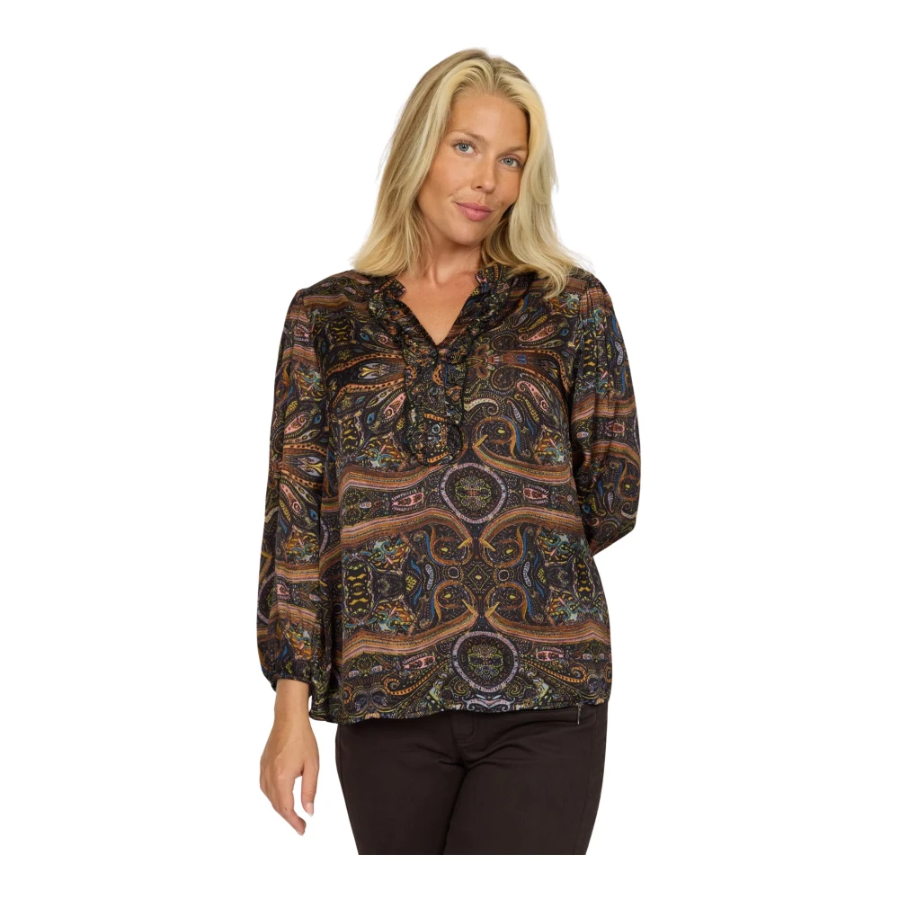2-Biz Gedrukte Blouse met 3 4 Mouwen Multicolor Dames