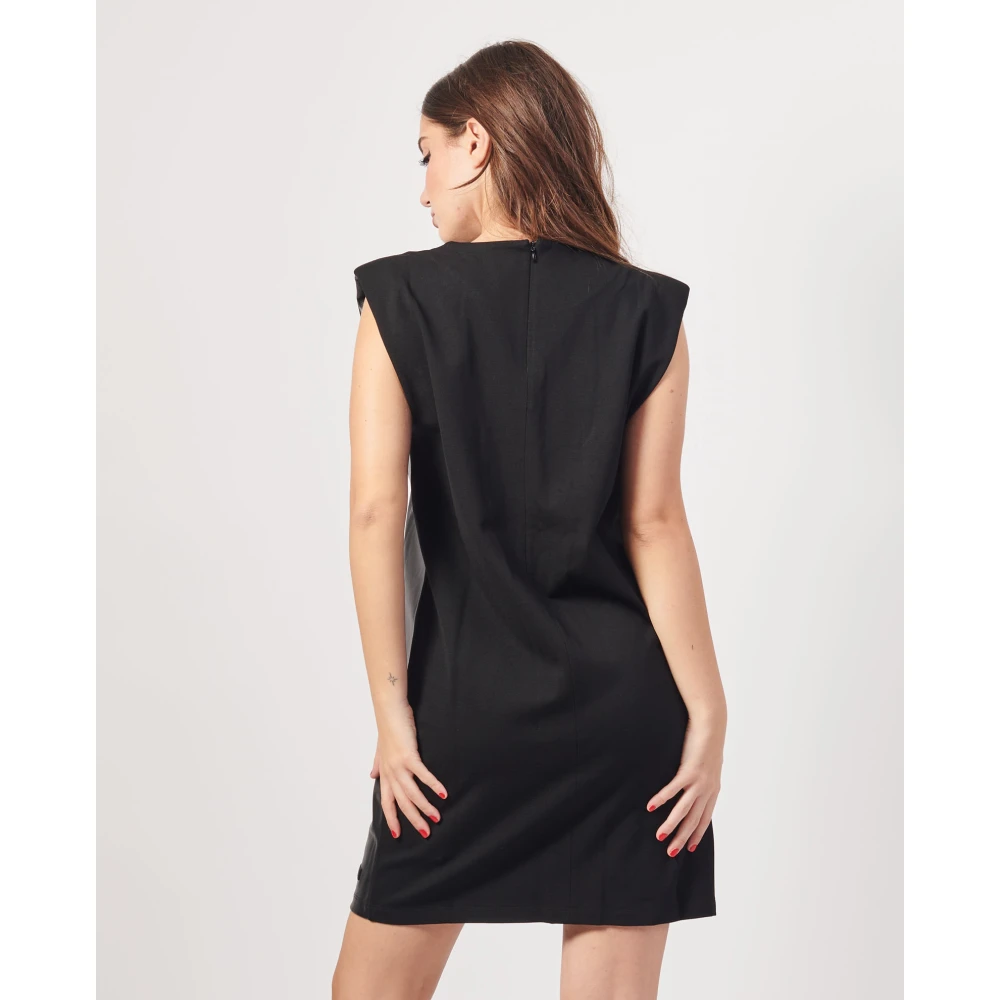 Emporio Armani Zwarte Mouwloze Jurk Ronde Hals Black Dames