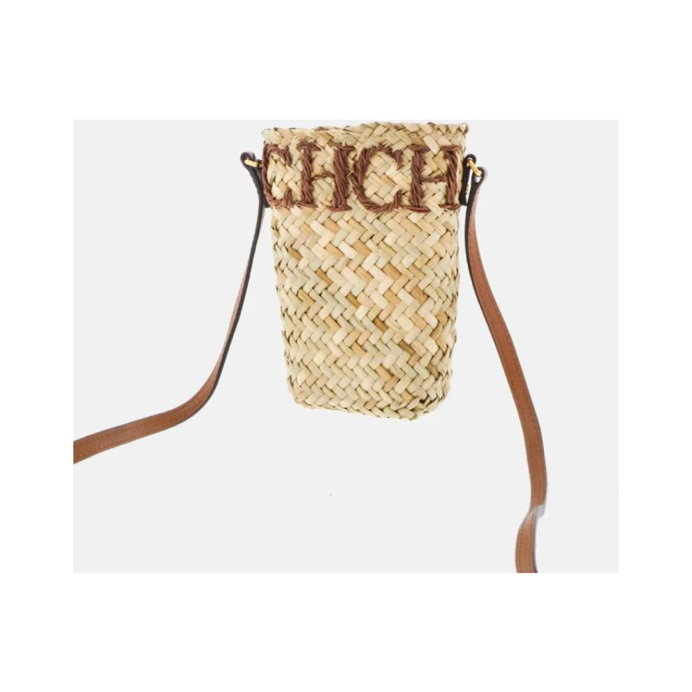 Carolina Herrera Mini Capazo Letters Bruine Tas Beige Dames