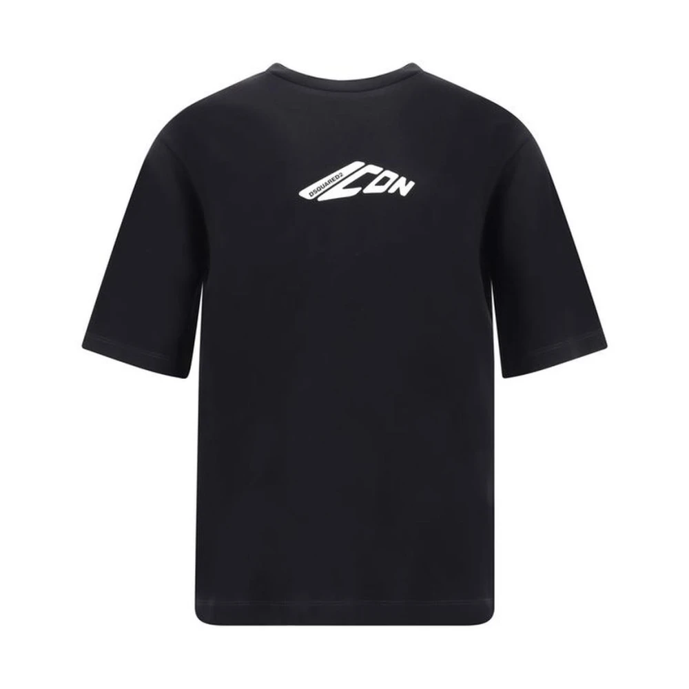 Dsquared2 Monochrome Patroon Katoenen T-shirt Black Heren