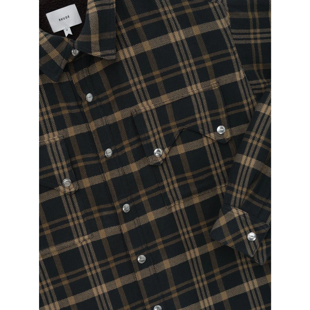 Rhude Sherpa Flanellen Shirt met Camp Kraag Brown Heren