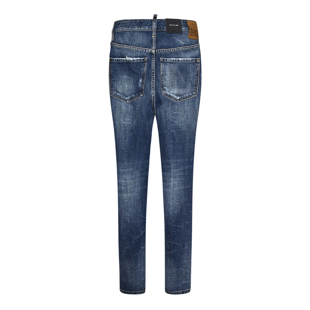 Dsquared2 Blauwe Slim Fit Reflecterende Lake Wash Jeans Blue Heren