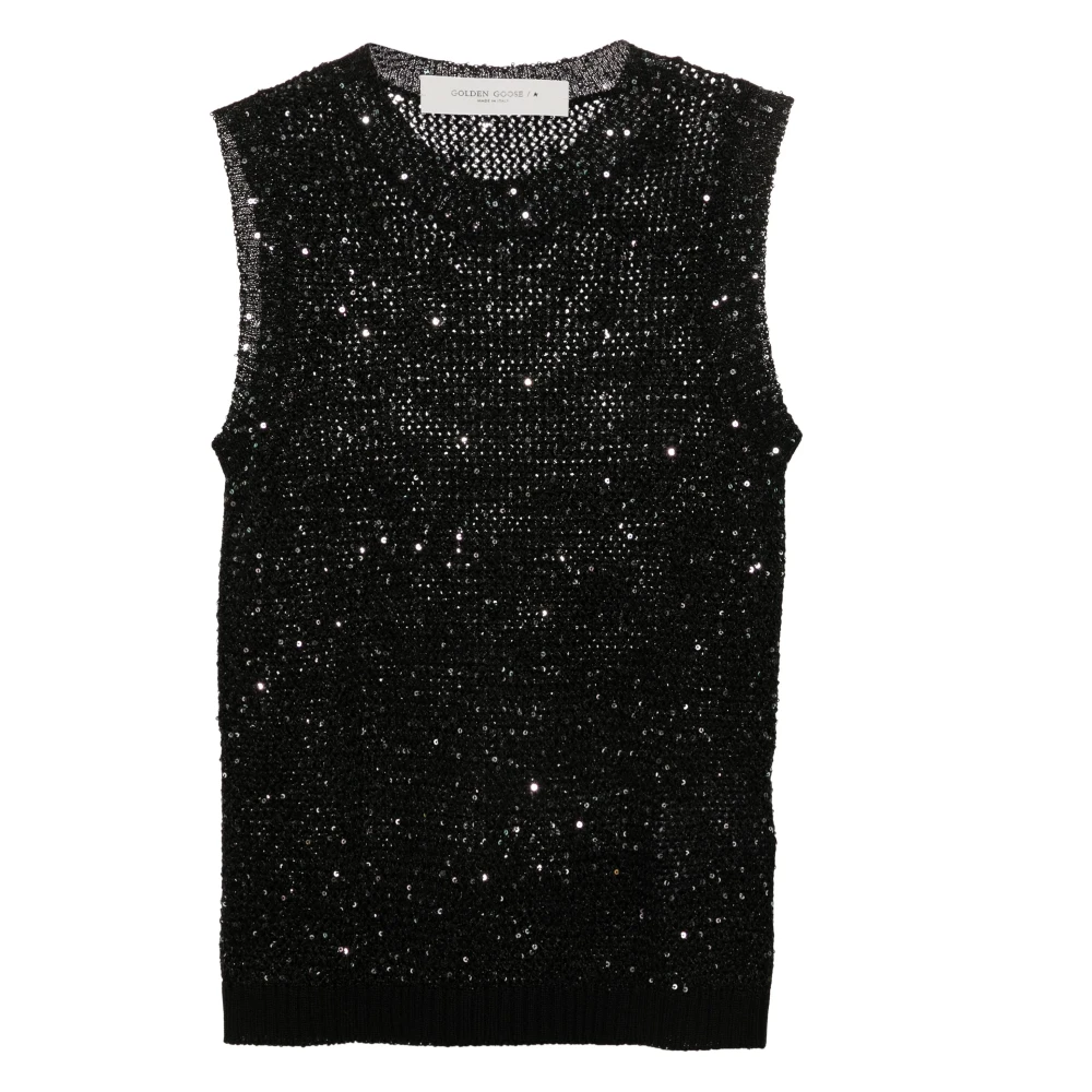 Golden Goose Mouwloze Top met Ronde Hals Black Dames