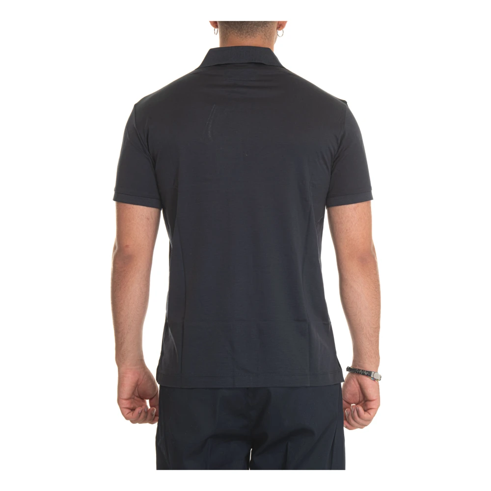 Emporio Armani Zachte stof poloshirt met adelaar logo Blue Heren