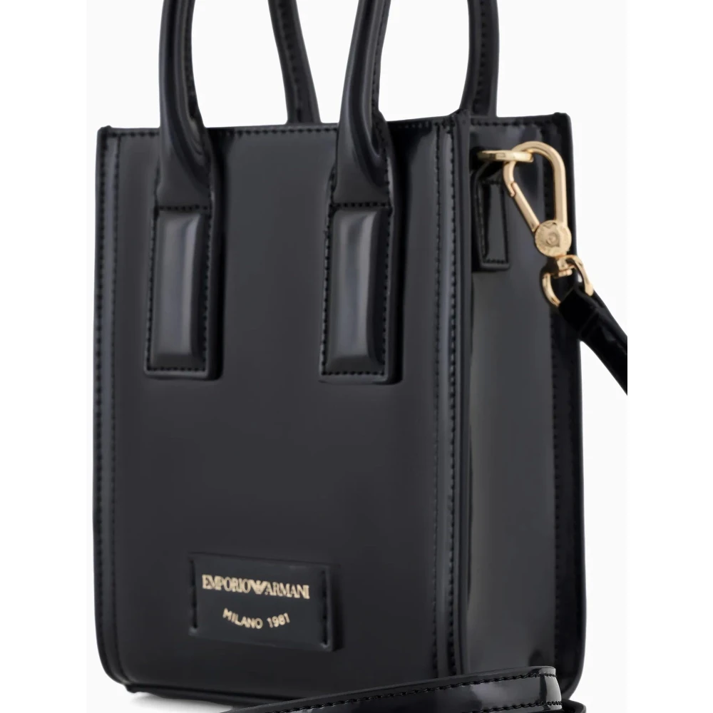 Emporio Armani Zwarte Mini Tas met Geborstelde Afwerking Black Dames